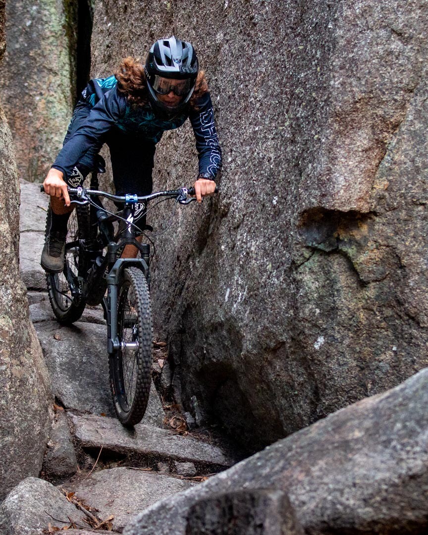 Mountain biking the Detonate Chute in Blue Derby MTB Trails