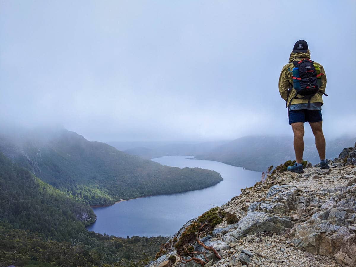 The beautiful view over Dove Lake at Cradle Mountain Tasmania showing why you should hike