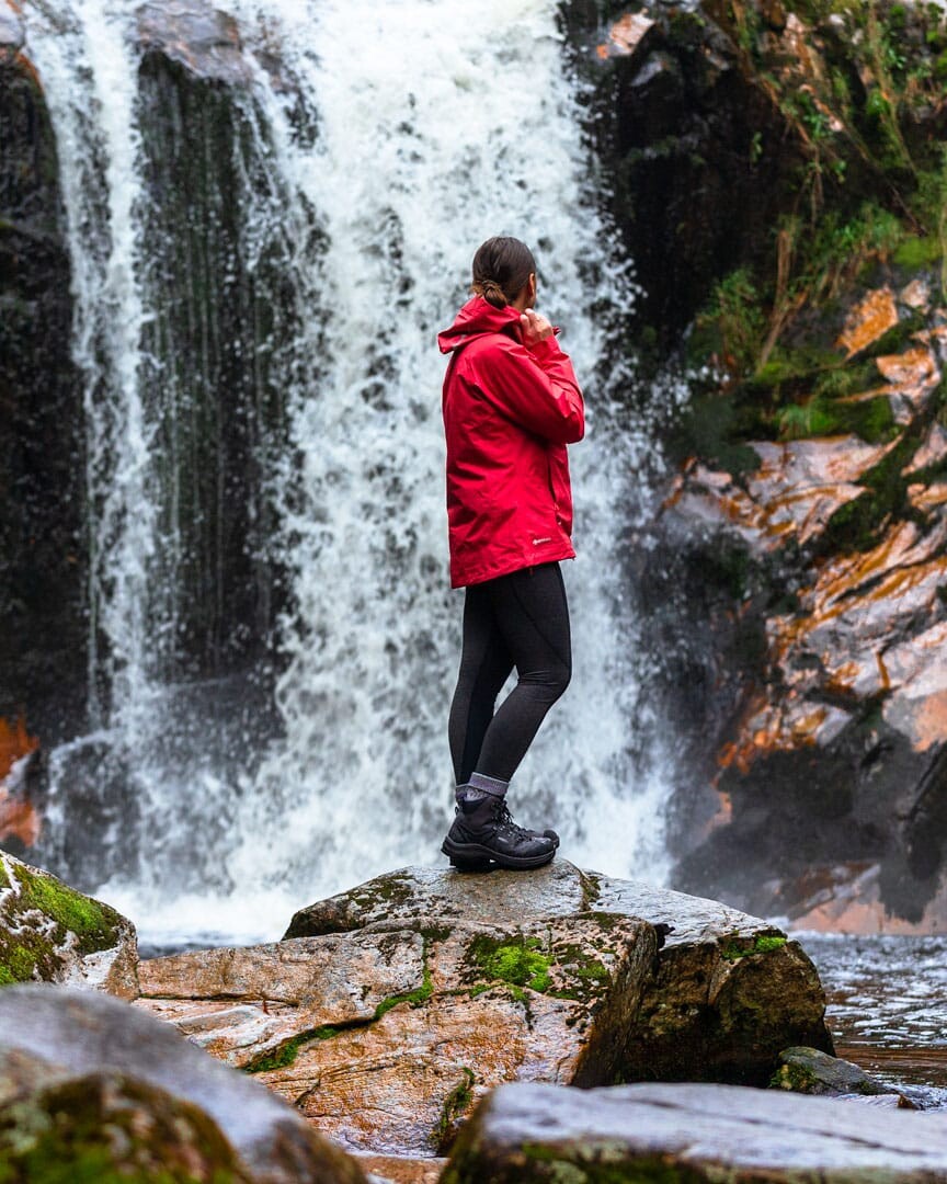 Standing in front of Halls Falls one of the best waterfalls near St Helens