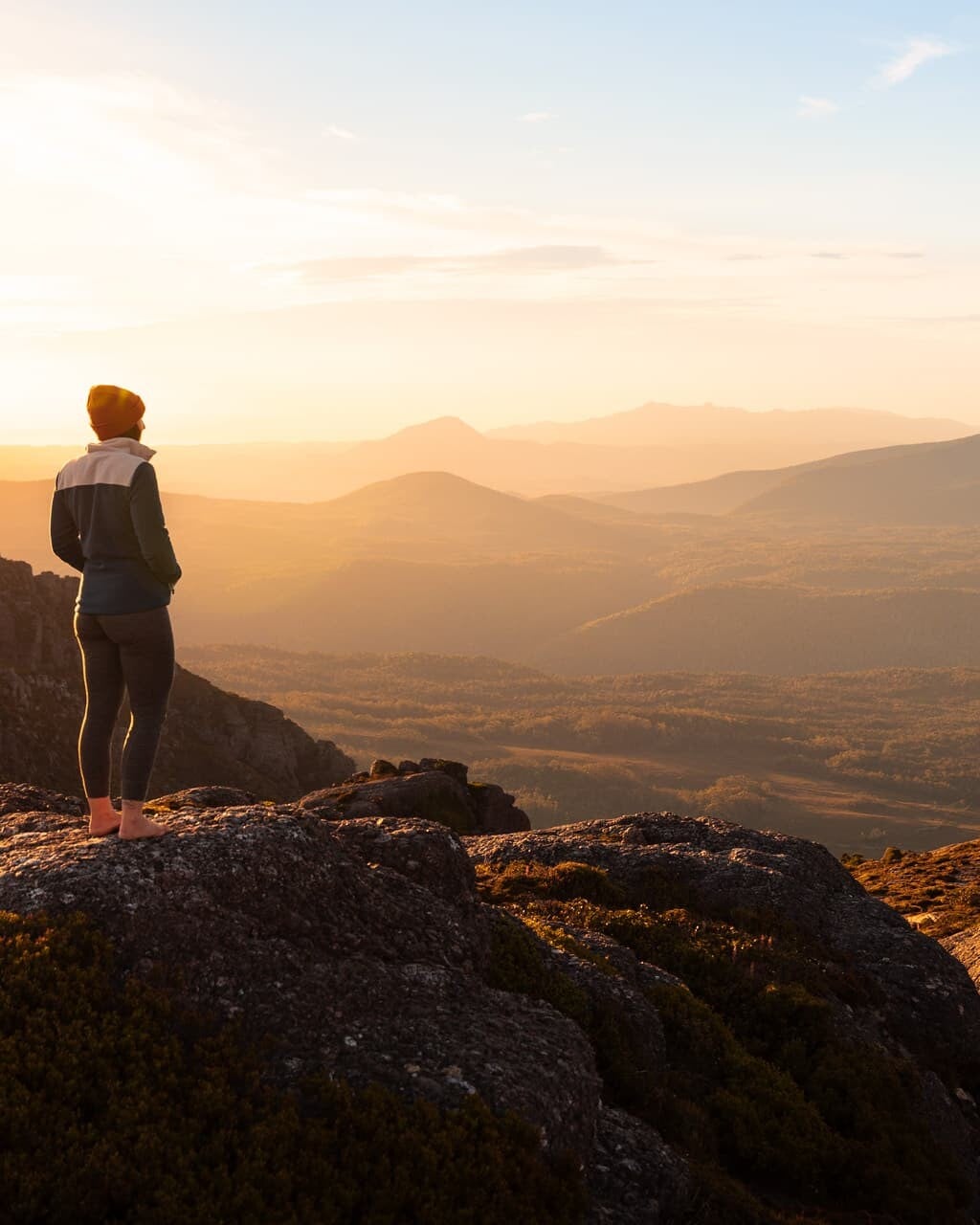 Overlooking Strahan and the beautiful West Coast of Tasmania from Mount Tyndall at Sunset