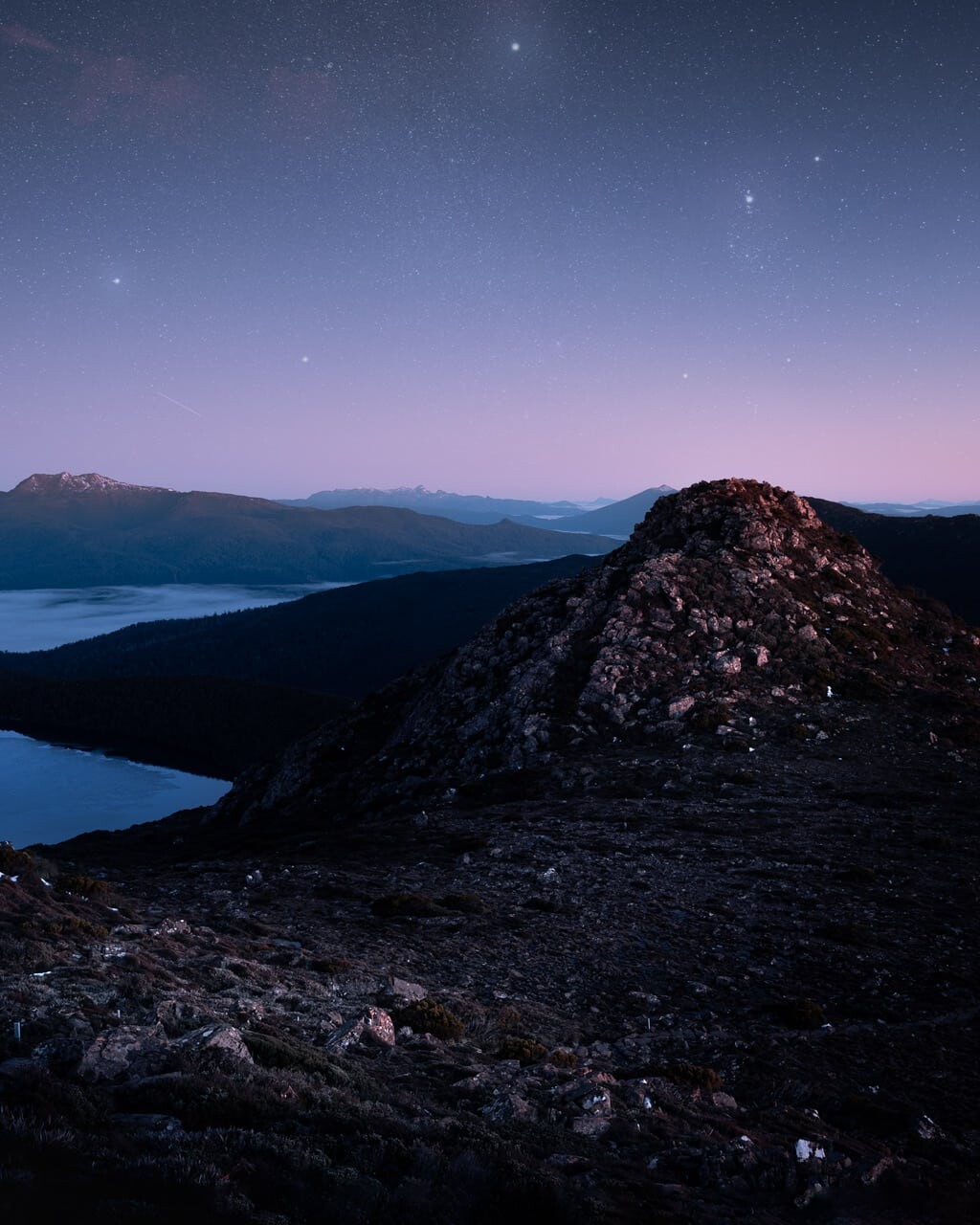 Astro Shot of backcountry camping in Hartz Mountain National Peak