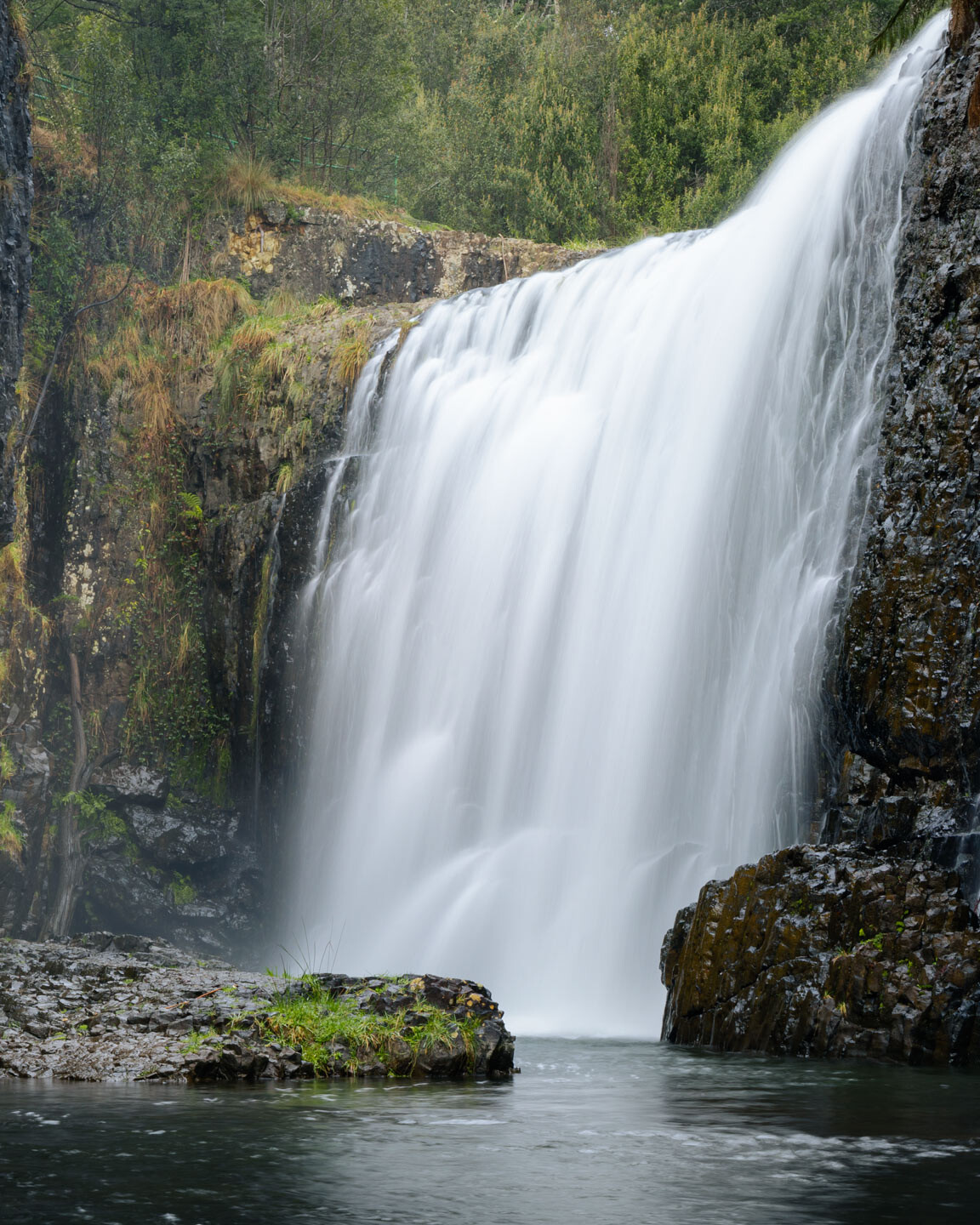 Guide Falls Tasmania on a winters day with a large volume of water