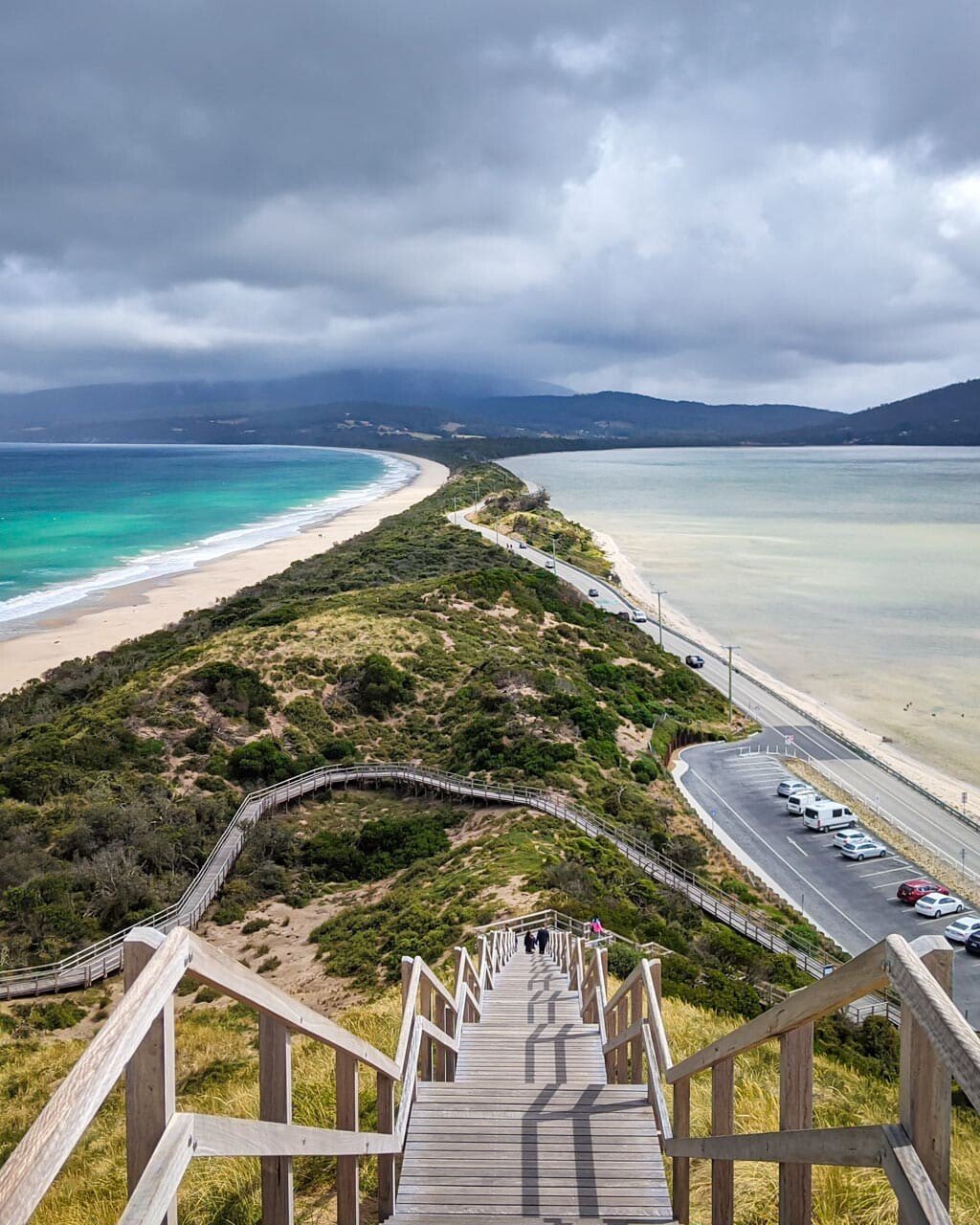 Bruny Island Isthmus lookout while on a day tour from Hobart