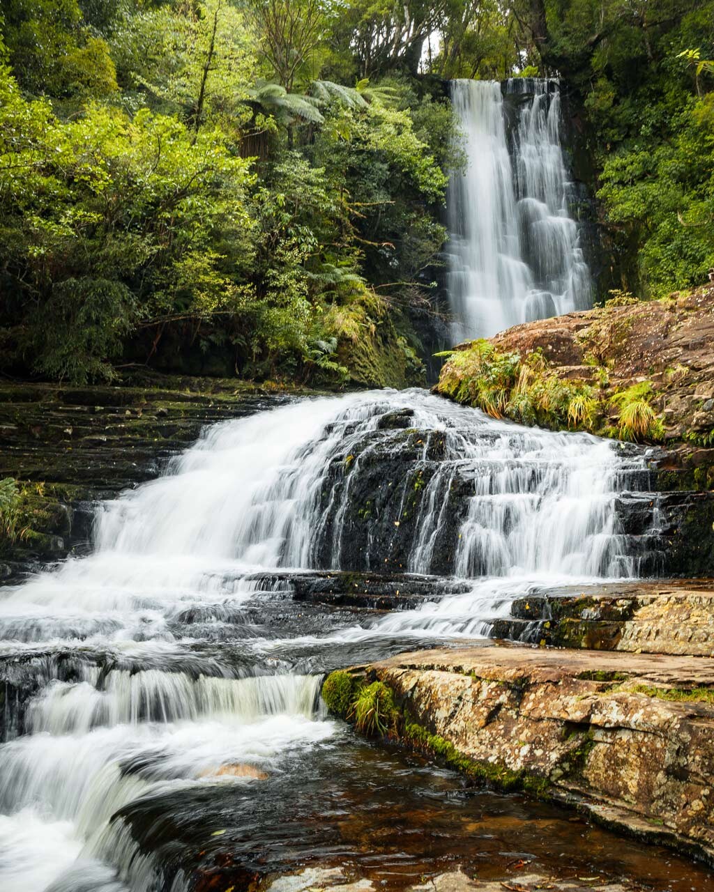 McLean Falls cascading over rocks in the Catlins