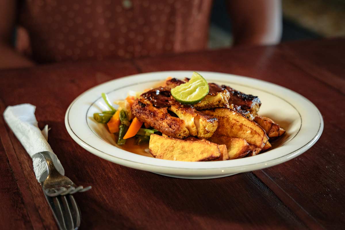 Fish and potatoes at Blue Lagoon Resto