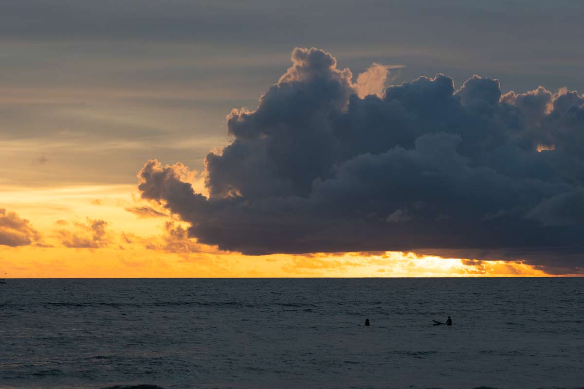 Surfing at Sunset in Canggu