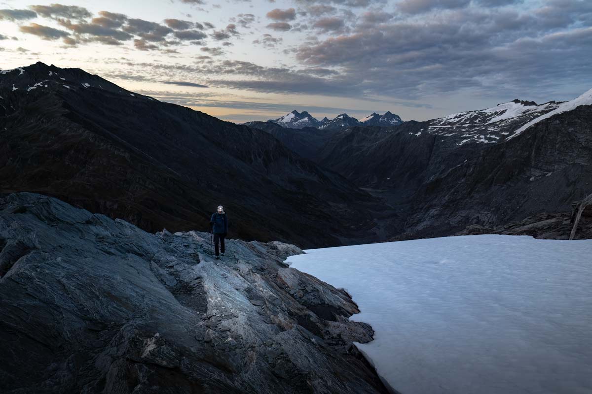 HIking in the snow in New Zealand